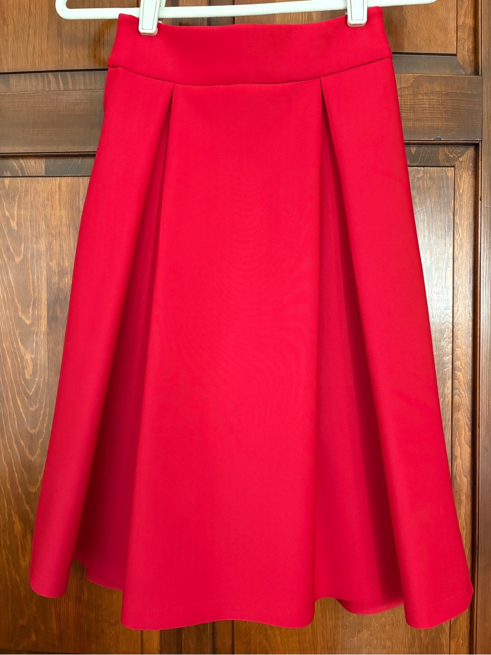 Women's Red Midi Flared Skirt